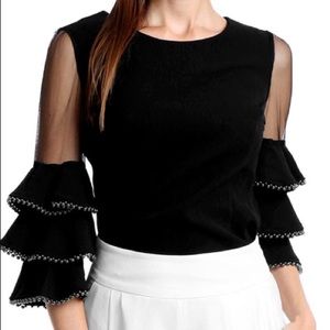 Gracia white ruffed blouse NWT